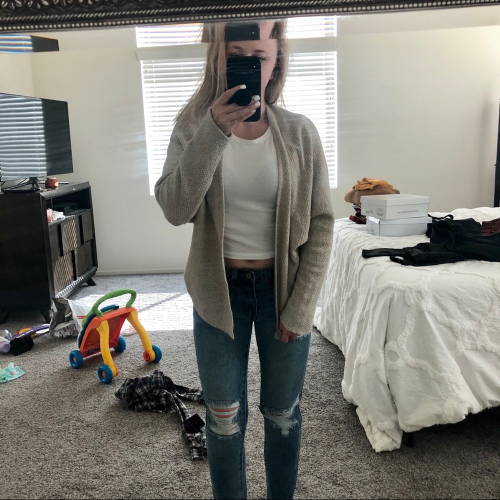 Brandy Melville tan knit cardigan sweater